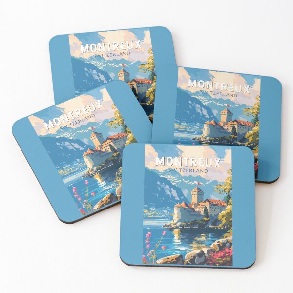 Item preview, Montreux Switzerland Travel Art Vintage designed and sold by KrisSidDesigns.