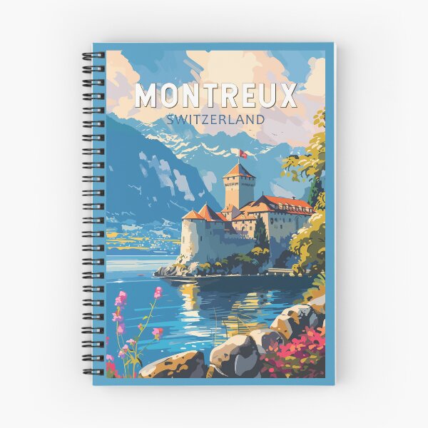 Item preview, Montreux Switzerland Travel Art Vintage designed and sold by KrisSidDesigns.