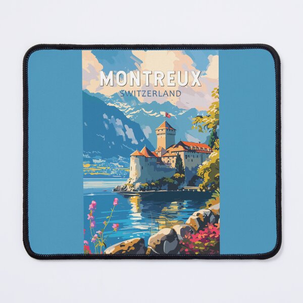 Item preview, Montreux Switzerland Travel Art Vintage designed and sold by KrisSidDesigns.