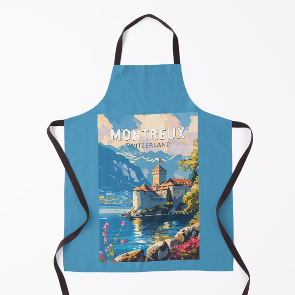 Item preview, Montreux Switzerland Travel Art Vintage designed and sold by KrisSidDesigns.