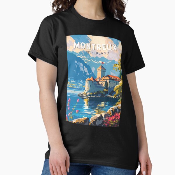 Item preview, Montreux Switzerland Travel Art Vintage designed and sold by KrisSidDesigns.