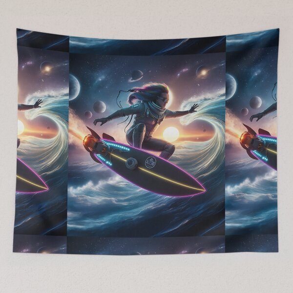 Item preview, Space Surfer man in colorful galaxy  designed and sold by DunuStore.
