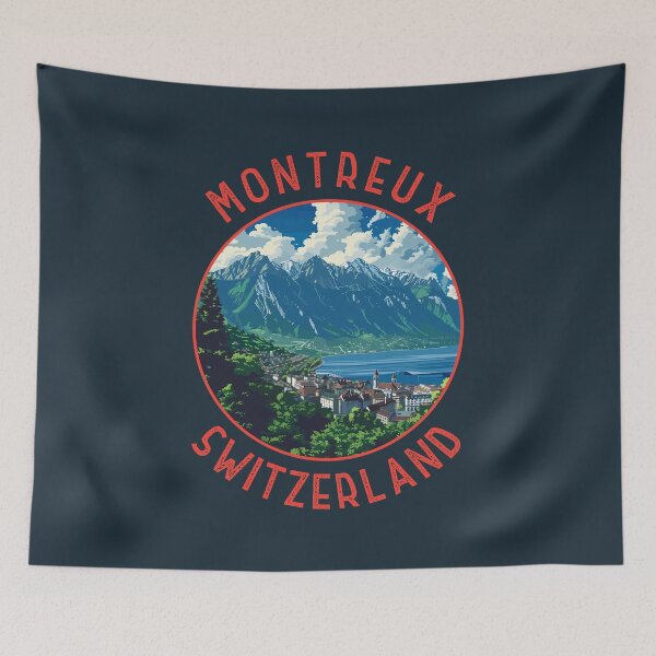 Item preview, Montreux Switzerland Retro Distressed Circle designed and sold by KrisSidDesigns.