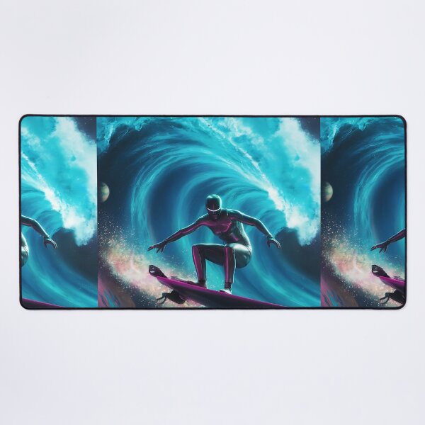 Item preview, Space Surfer with black and blue surface waves designed and sold by DunuStore.