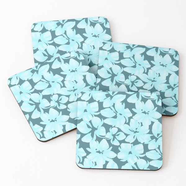 Item preview, Tossed elegant and delicate teal flowers on a deep teal background designed and sold by JasmineGDesigns.