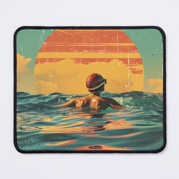 Item preview, Swimmer - open water swimming retro sunset designed and sold by Wildflow Creations.