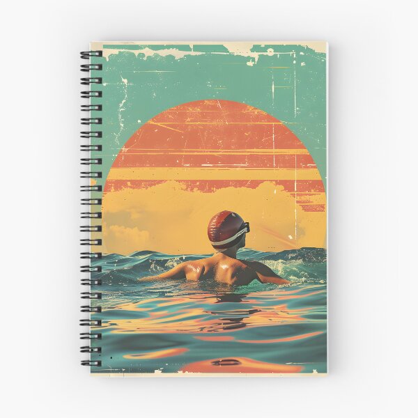 Item preview, Swimmer - open water swimming retro sunset designed and sold by Wildflow Creations.