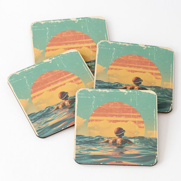 Item preview, Swimmer - open water swimming retro sunset designed and sold by Wildflow Creations.