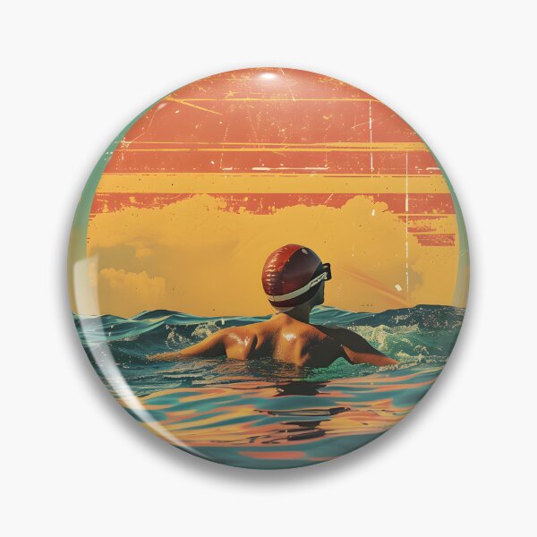 Item preview, Swimmer - open water swimming retro sunset designed and sold by Wildflow Creations.