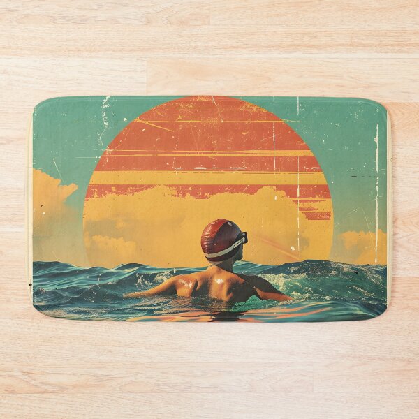 Item preview, Swimmer - open water swimming retro sunset designed and sold by Wildflow Creations.