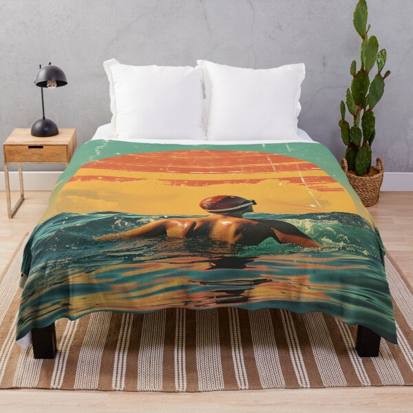 Item preview, Swimmer - open water swimming retro sunset designed and sold by Wildflow Creations.