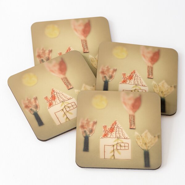 Item preview, Vintage Small House Tree Flowers Sun Scene Cottagecore Collage designed and sold by wenjunior.