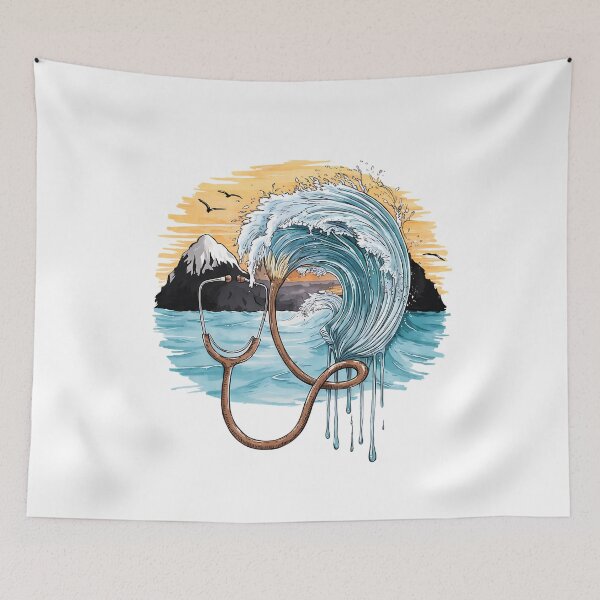 Item preview, summer nurse a stethoscope with a wave coming out of it designed and sold by Micro-dose.
