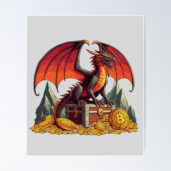 Item preview, un dragón protegiendo su tesoro designed and sold by CryptoFunMerch.