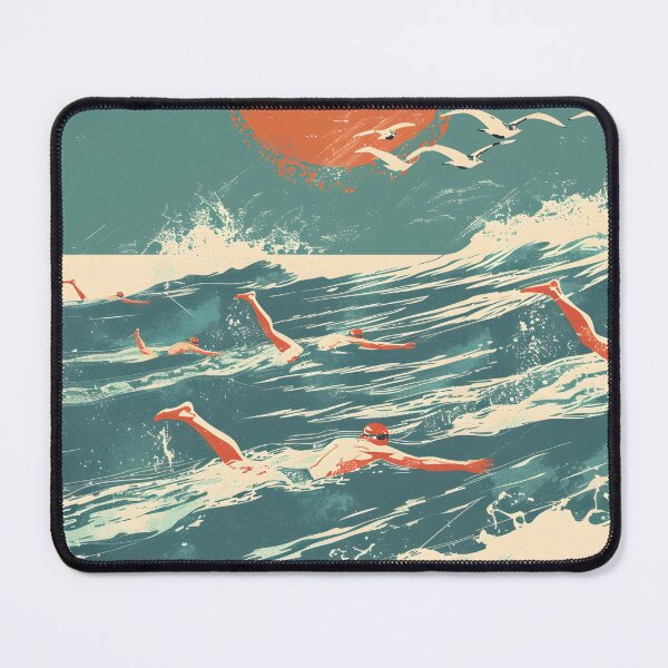 Item preview, Swimmers waves and seagulls retro sunset designed and sold by Wildflow Creations.