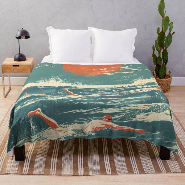 Item preview, Swimmers  waves and seagulls retro sunset   designed and sold by Wildflow Creations.