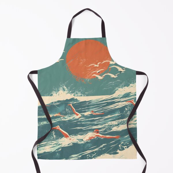 Item preview, Swimmers waves and seagulls retro sunset designed and sold by Wildflow Creations.