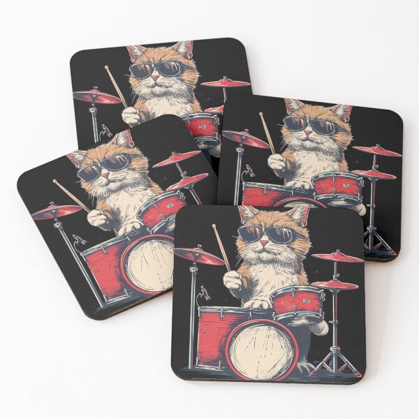 Item preview, Cat Playing Drums, Cat Grooviers designed and sold by KapuczeShop.