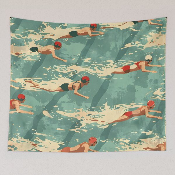 Item preview, Retro swimmers pattern designed and sold by Wildflow Creations.