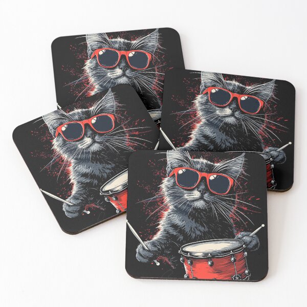 Item preview, Cat Playing Drums, Cat Grooves designed and sold by KapuczeShop.