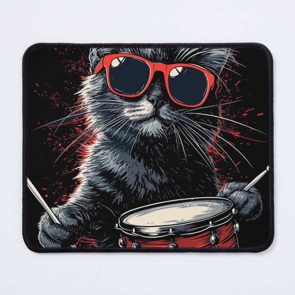 Item preview, Cat Playing Drums, Cat Grooves designed and sold by KapuczeShop.