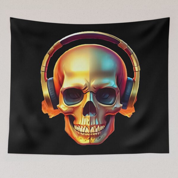Item preview, Gold skull with headphones designed and sold by Magic-almix.