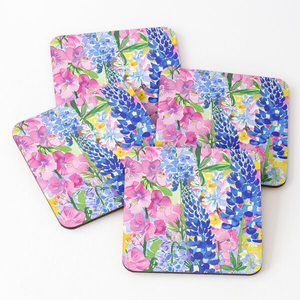 Item preview, Lupin y Hollyhocks flores de acuarela brillante designed and sold by SophieClimaArt.