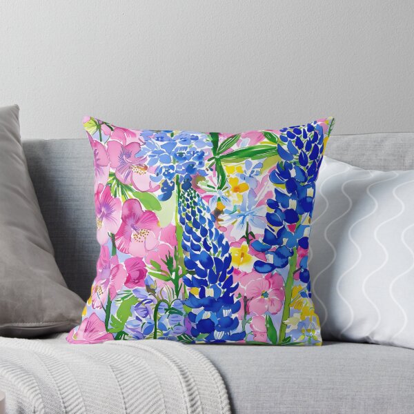 Item preview, Lupin and Hollyhocks bright watercolor flowers designed and sold by SophieClimaArt.