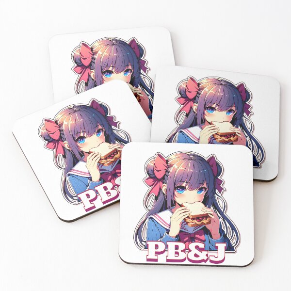 Item preview, Chica anime comiendo un PB&J designed and sold by wheresthekarma.