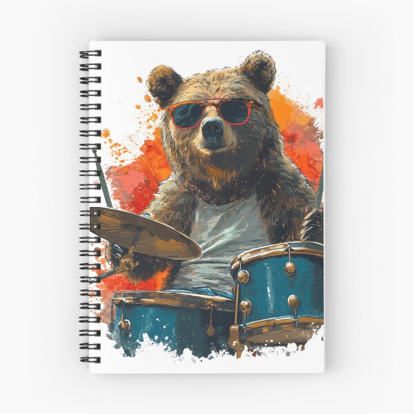 Item preview, Bear Playing Drums, Bear Grooves designed and sold by KapuczeShop.