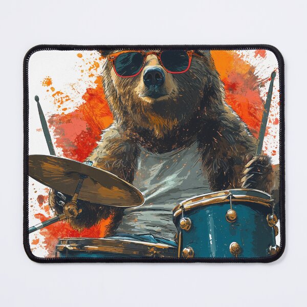 Item preview, Bear Playing Drums, Bear Grooves designed and sold by KapuczeShop.