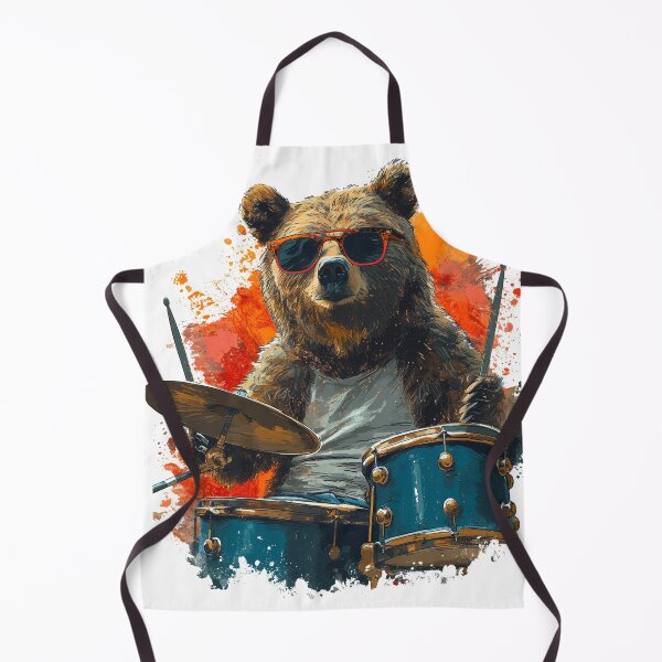 Item preview, Bear Playing Drums, Bear Grooves designed and sold by KapuczeShop.