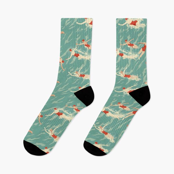Item preview, Synchro swimmers retro pattern designed and sold by Wildflow Creations.