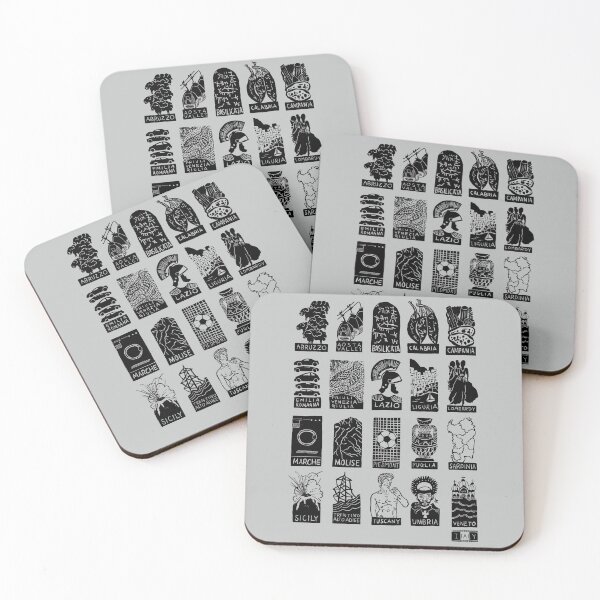Item preview, 20 Regions of Italy Map Linocut (black and white) designed and sold by louweasely.