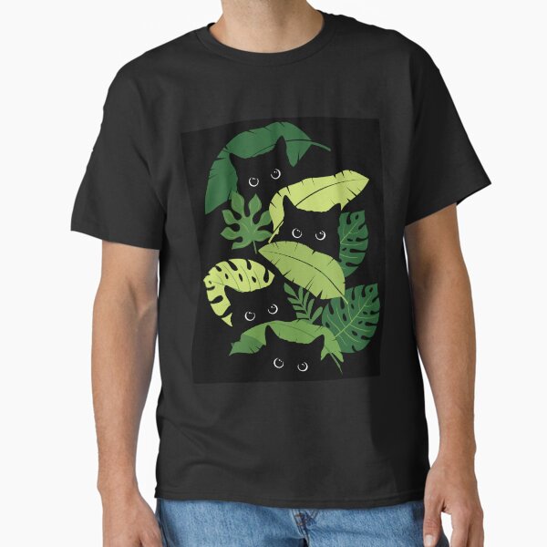 Artikel-Vorschau von Schwarze Katzen spähen aus tropischen Blättern Blumen, designt und verkauft von nameonshirt.