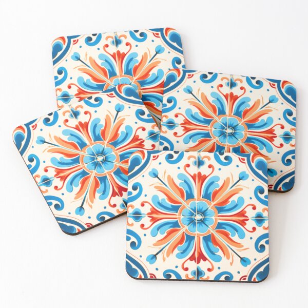 Item preview, Mediterranean Tile: Orange and Blue designed and sold by Kiki-Hes.