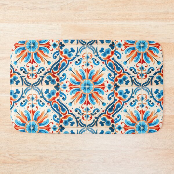 Item preview, Mediterranean Tile: Orange and Blue designed and sold by Kiki-Hes.