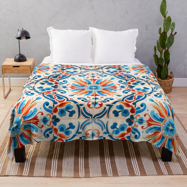 Item preview, Mediterranean Tile: Orange and Blue designed and sold by Kiki-Hes.