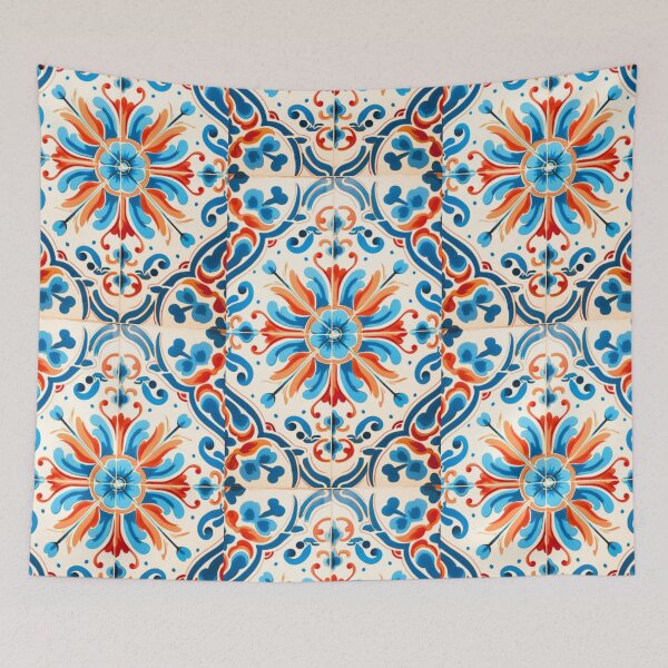 Item preview, Mediterranean Tile: Orange and Blue designed and sold by Kiki-Hes.
