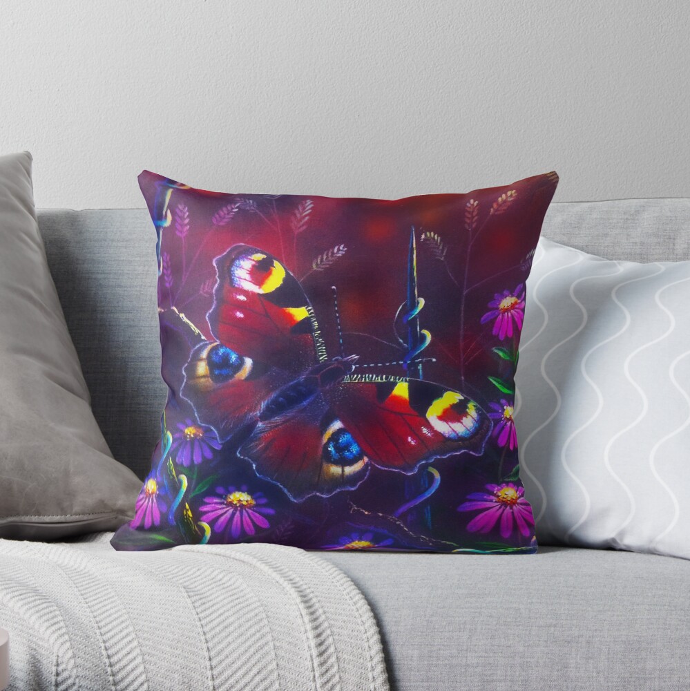 Peacock Butterfly Throw Pillow