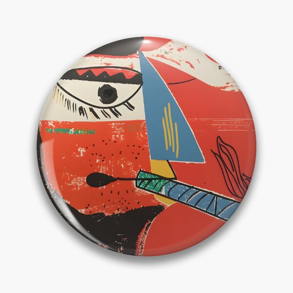 Item preview, Energetic Abstraction- Vibrant Surreal Red Background Frames Stylized Face and Cigar designed and sold by OlfactoART Studio.