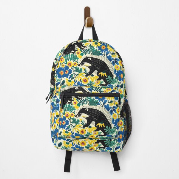 Item preview, Badgers in yellow and blue flowers - contemporary pattern designed and sold by Folksy Living.