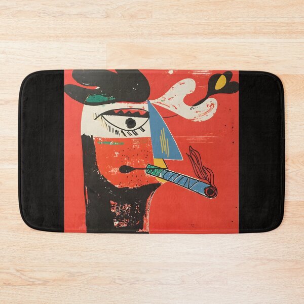 Item preview, Energetic Abstraction- Vibrant Surreal Red Background Frames Stylized Face and Cigar designed and sold by OlfactoART Studio.