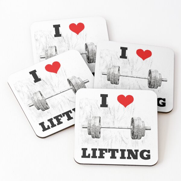 Item preview, I LOVE / HEART LIFTING Black Lettering Red Heart Barbell Design designed and sold by Primal Pump Co LTD.