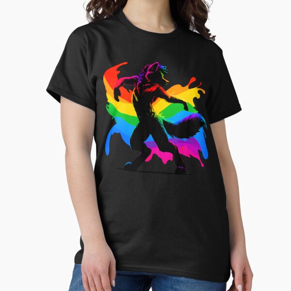 Artikel-Vorschau von Raving Regenbogen LGBTQ Furry Stolz Wolf Fursona, designt und verkauft von BlueBullBazaar.
