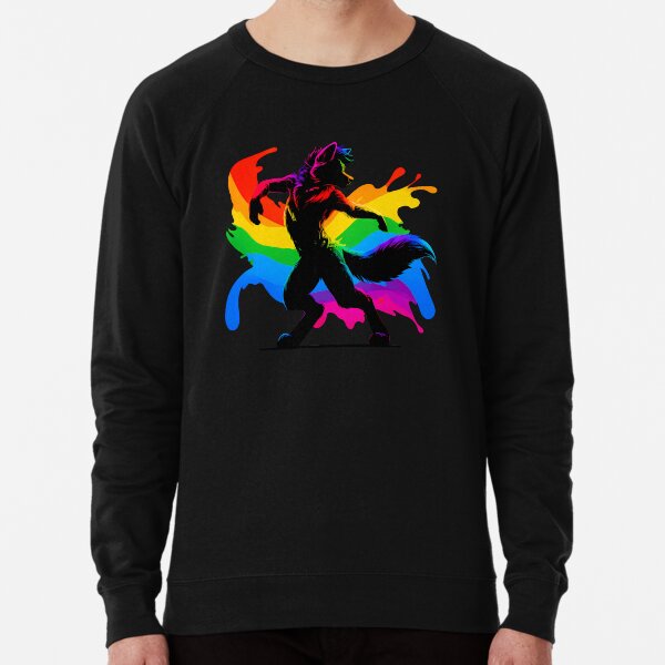 Item preview, Raving Rainbow LGBTQ Furry Pride Wolf Fursona designed and sold by BlueBullBazaar.