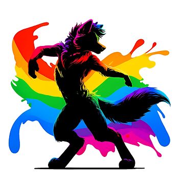 Artwork thumbnail, Raving Rainbow LGBTQ Furry Pride Wolf Fursona by BlueBullBazaar