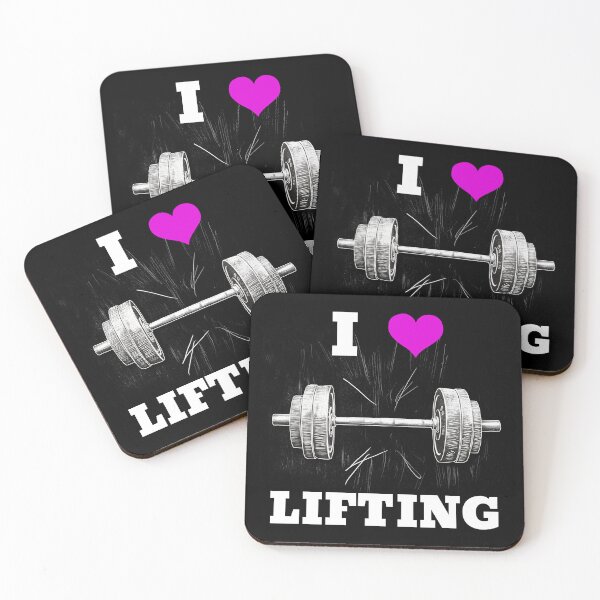 Item preview, I LOVE / HEART LIFTING White Lettering Pink Heart Barbell Design designed and sold by Primal Pump Co LTD.