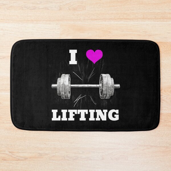 Item preview, I LOVE / HEART LIFTING White Lettering Pink Heart Barbell Design designed and sold by Primal Pump Co LTD.
