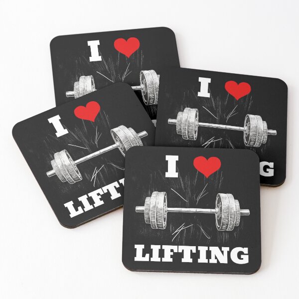 Item preview, I LOVE / HEART LIFTING White Lettering Red Heart Barbell Design designed and sold by Primal Pump Co LTD.